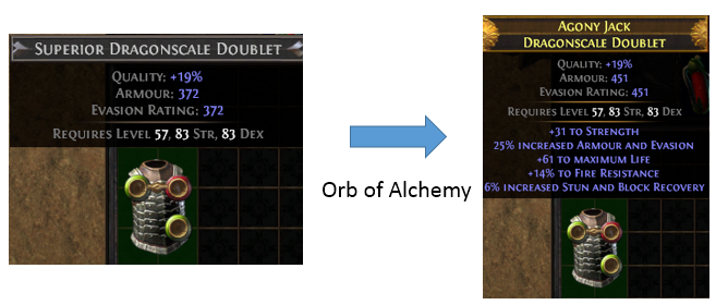 Orb of Alchemy Use