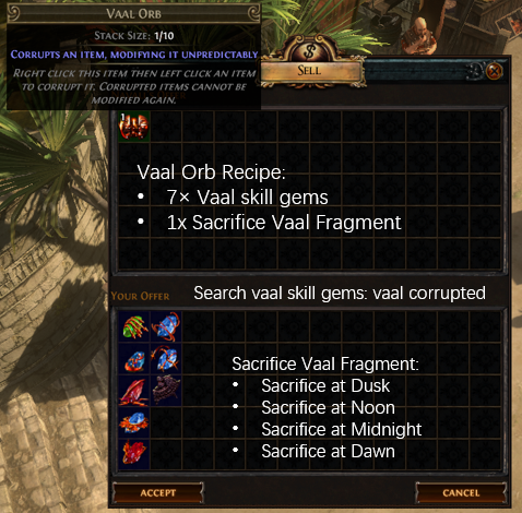 vaal orb recipe
