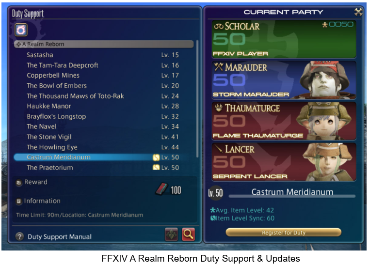 FFXIV A Realm Reborn Duty Support & Updates
