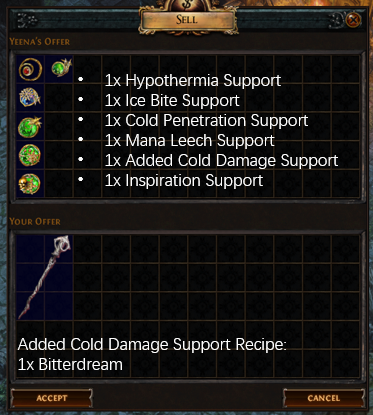 Added Cold Damage Support Recipe
