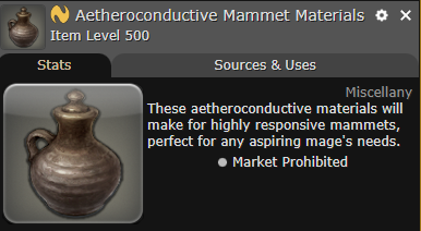 FFXIV Aetheroconductive Mammet Materials