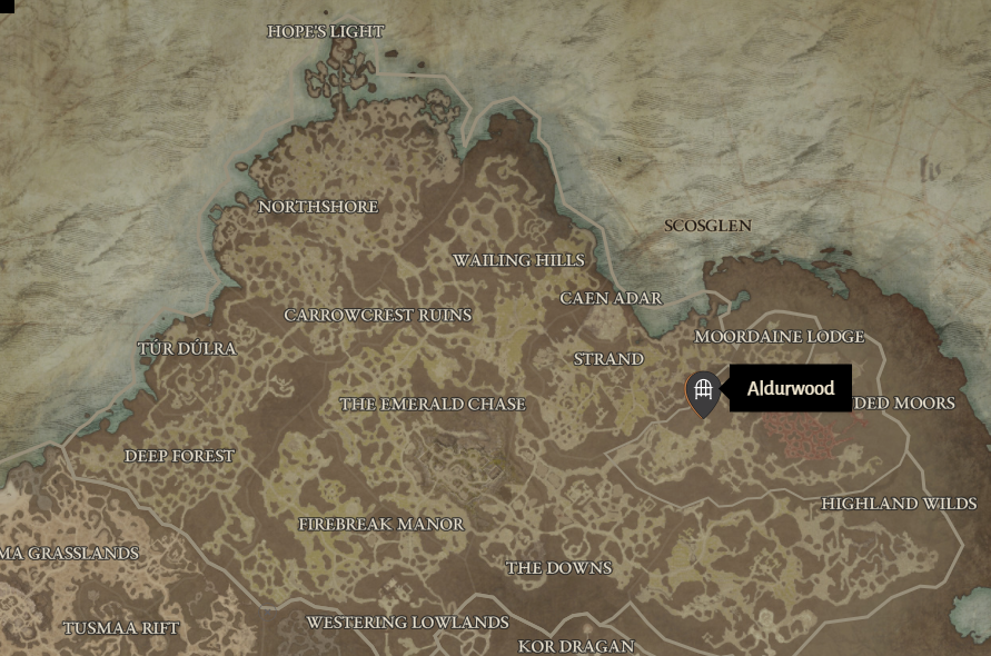 Aldurwood Diablo 4 Location