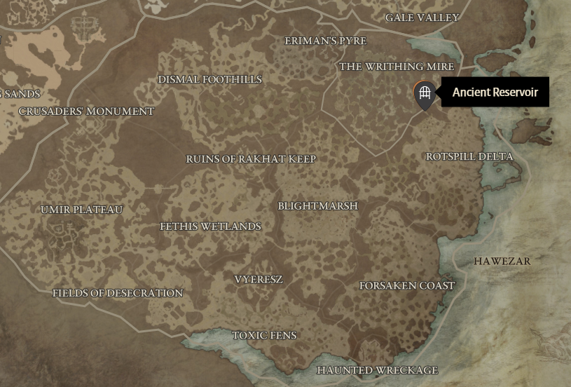 Ancient Reservoir Diablo 4 Location