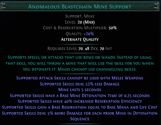 Anomalous Blastchain Mine Support PoE