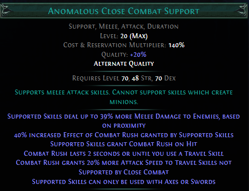 Anomalous Close Combat Support PoE