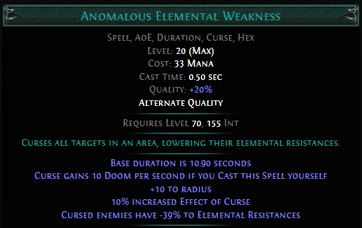 Anomalous Elemental Weakness PoE