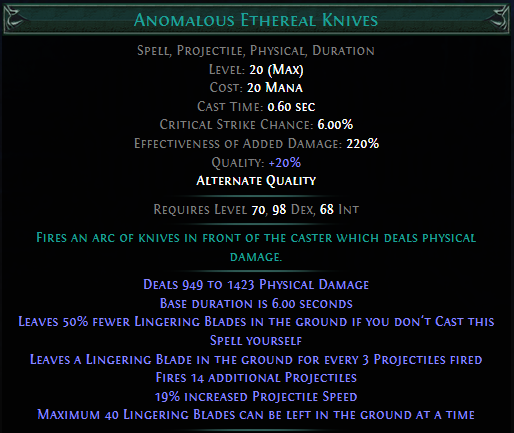 Ethereal Knives PoE