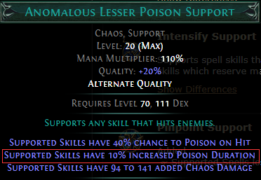 Anomalous Lesser Poison Support PoE