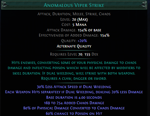 Anomalous Viper Strike PoE