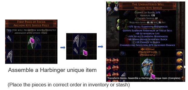 Assemble a Harbinger unique item