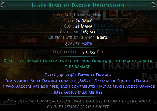 PoE Blade Blast of Dagger Detonation