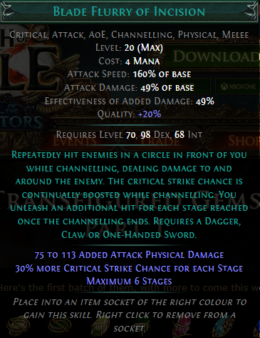 PoE Blade Flurry of Incision
