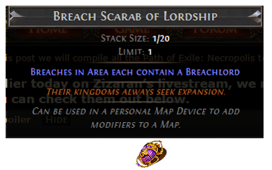 PoE Breach Scarab of Lordship