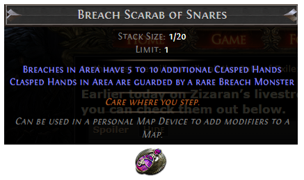 PoE Breach Scarab of Snares