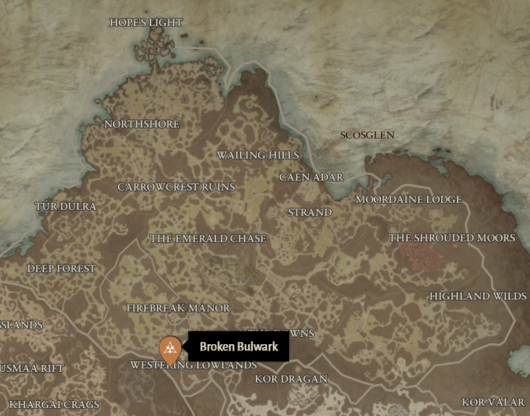Broken Bulwark Diablo 4 Location