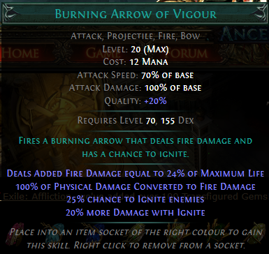 PoE Burning Arrow of Vigour
