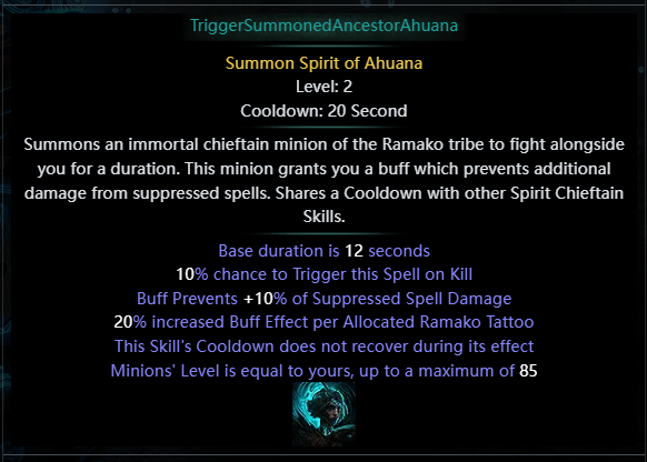 Chance To Trigger Summon Spirit of Ahuana On Kill