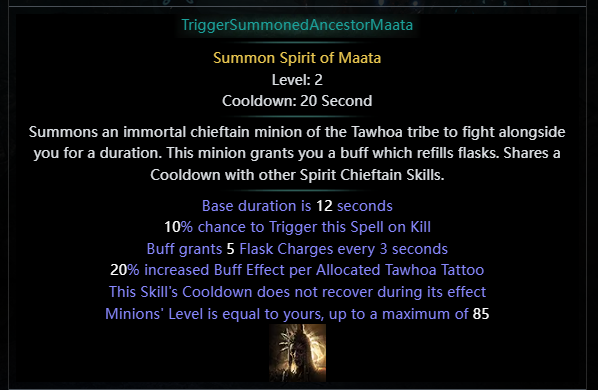 Chance To Trigger Summon Spirit of Maata On Kill