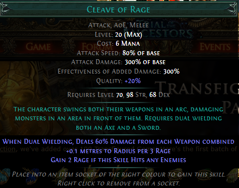 PoE Cleave of Rage