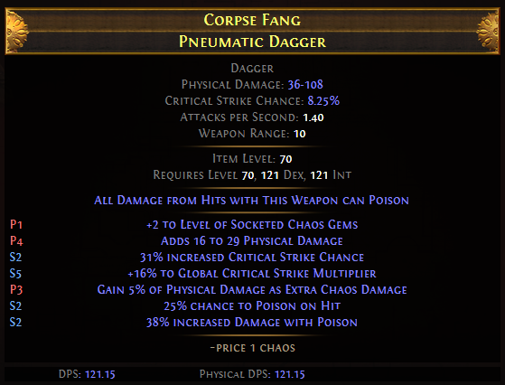 Corpse Fang Pneumatic Dagger