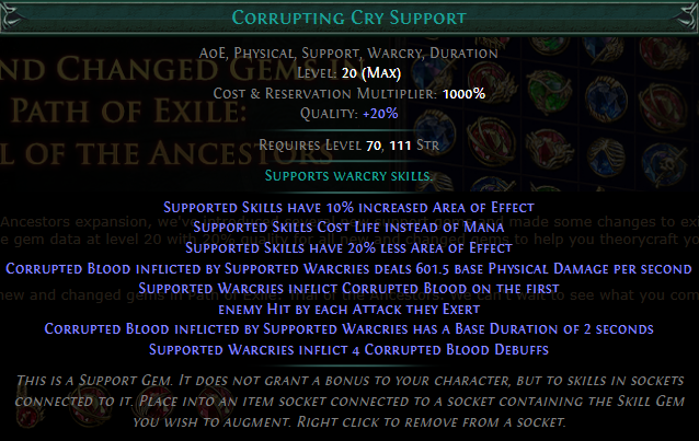 PoE Corrupting Cry Support