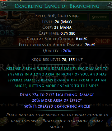 PoE Crackling Lance of Branching