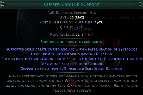 Cursed Ground Support Gem