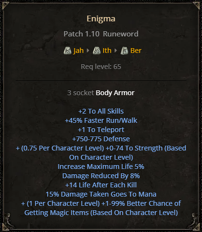 D2R Enigma Runeword