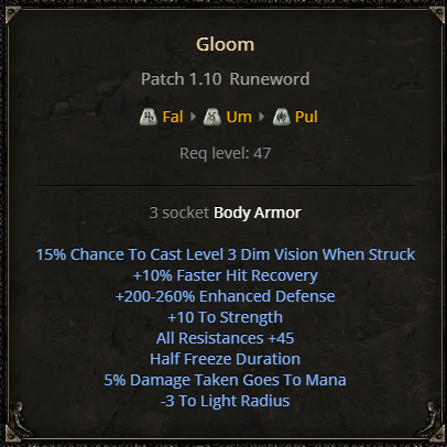 D2R Gloom Runeword