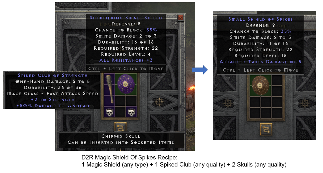 D2R Magic Shield Of Spikes Recipe