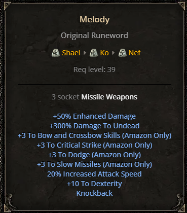 D2R Melody Runeword