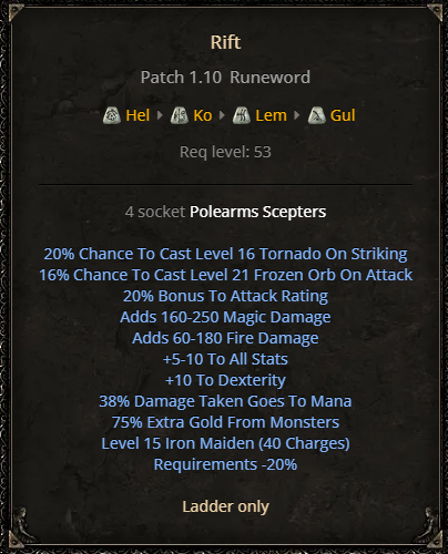 D2R Rift Runeword