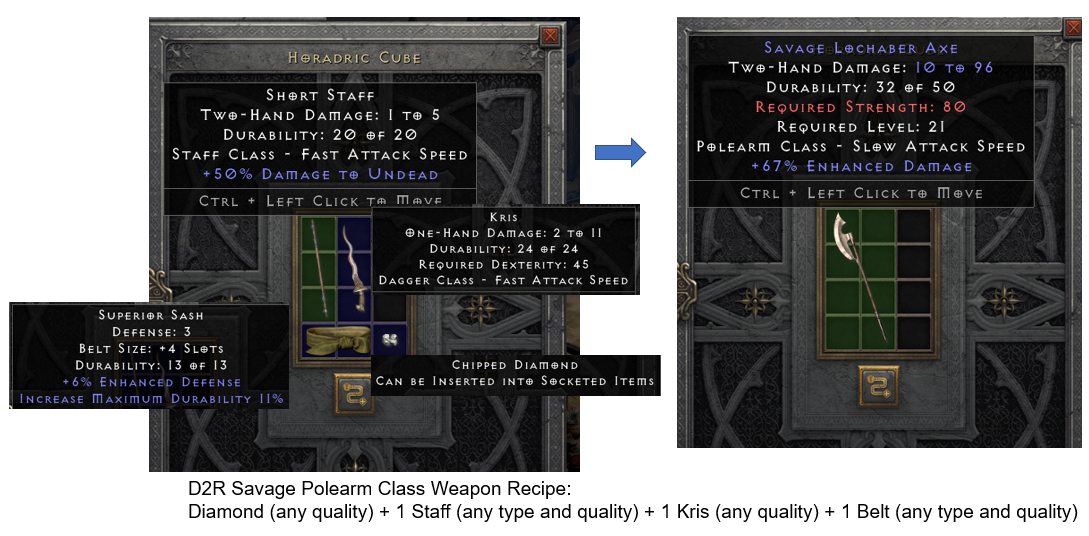 D2R Savage Polearm Class Weapon Recipe
