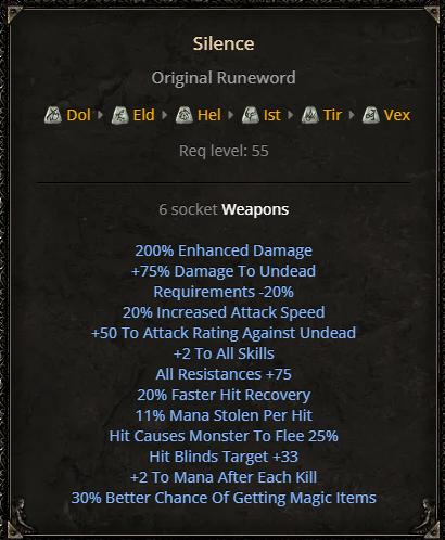 D2R Silence Runeword