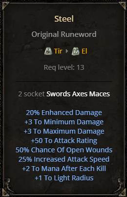 D2R Steel Runeword