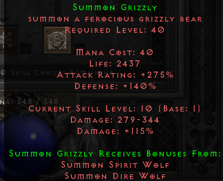 D2R Summon Grizzly