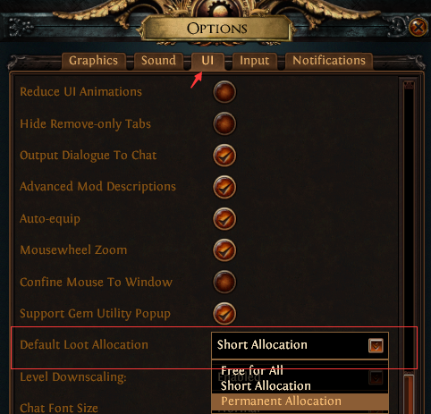 Default Loot Allocation PoE