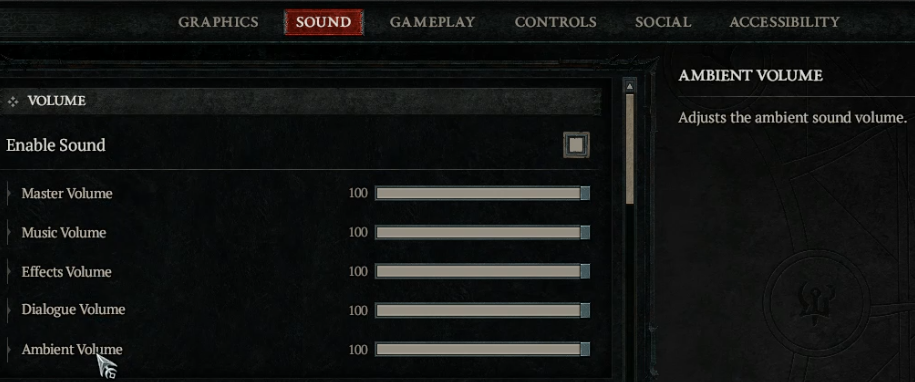 Diablo 4 Ambient Volume