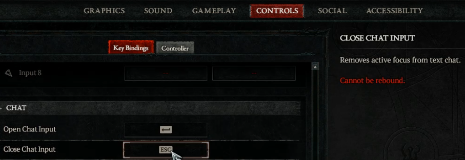 Diablo 4 Close Chat Input Hotkey