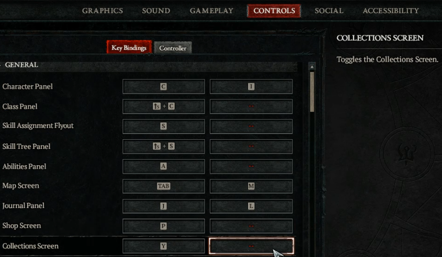 Diablo 4 Collections Screen Hotkey