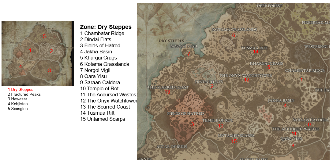 Diablo 4 Dry Steppes map