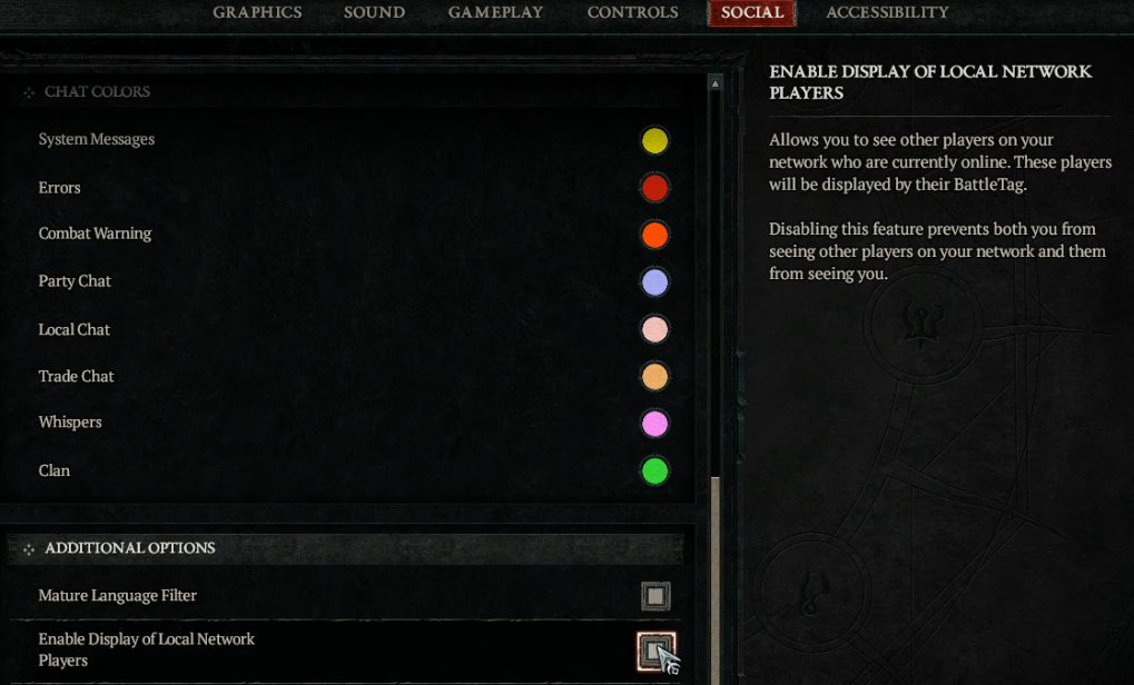 Diablo 4 Enable Display of Local Network Players