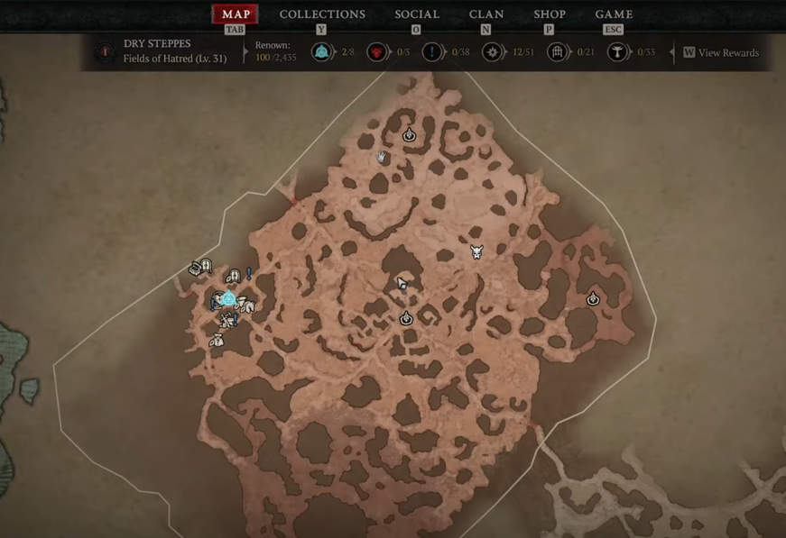 Diablo 4 Fields of Hatred Map