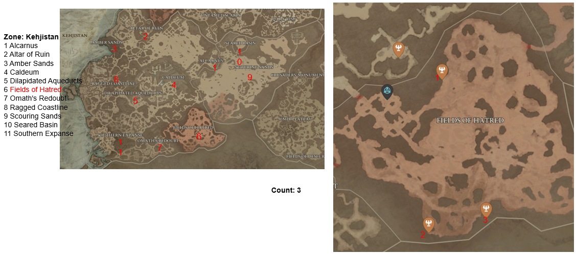 Diablo 4 Fields of Hatred Altars of Lilith Location