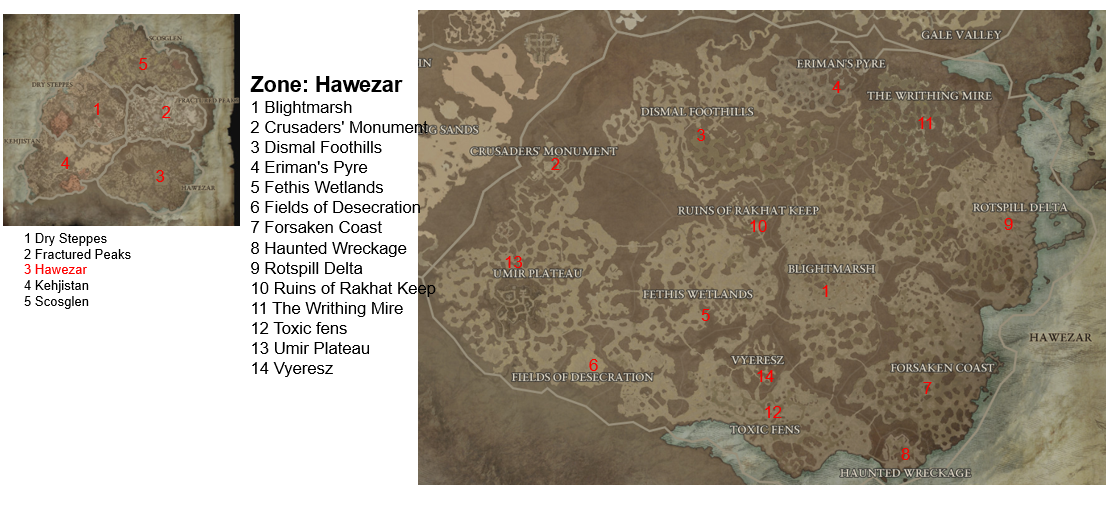 Diablo 4 Hawezar map