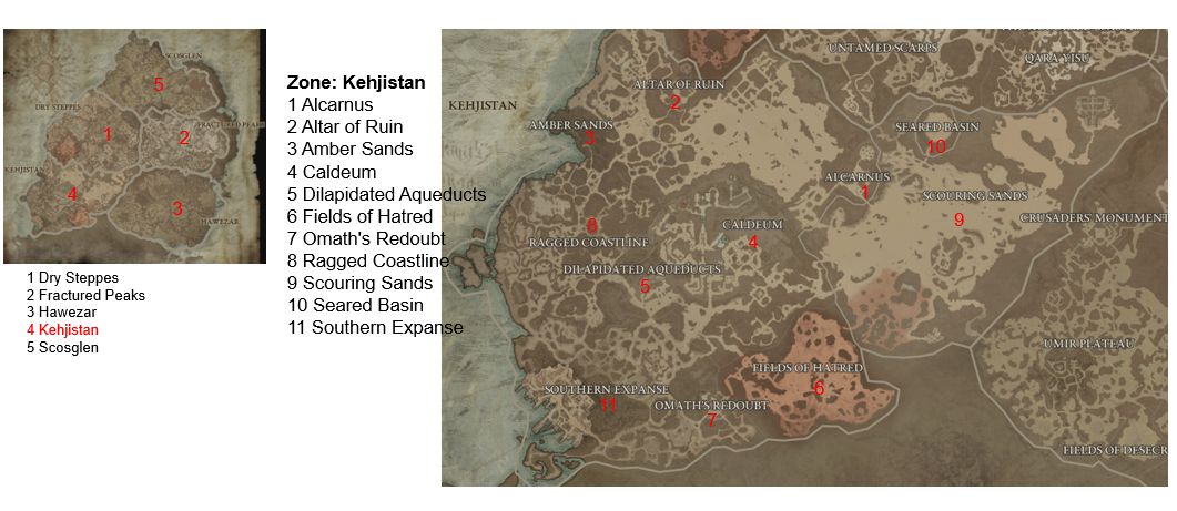 Diablo 4 Kehjistan map