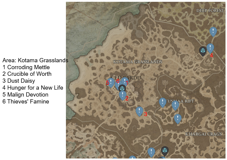 Diablo 4 Kotama Grasslands Side Quests