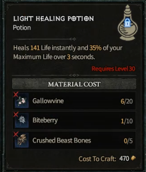 Diablo 4 Light Healing Potion