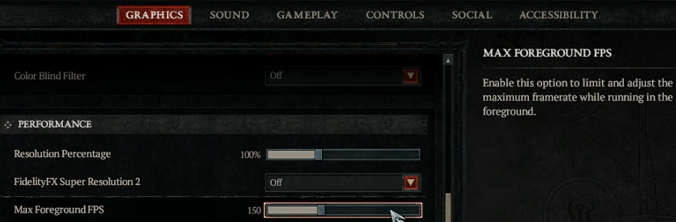 Diablo 4 Max Foreground FPS