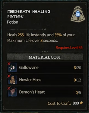 Diablo 4 Moderate Healing Potion